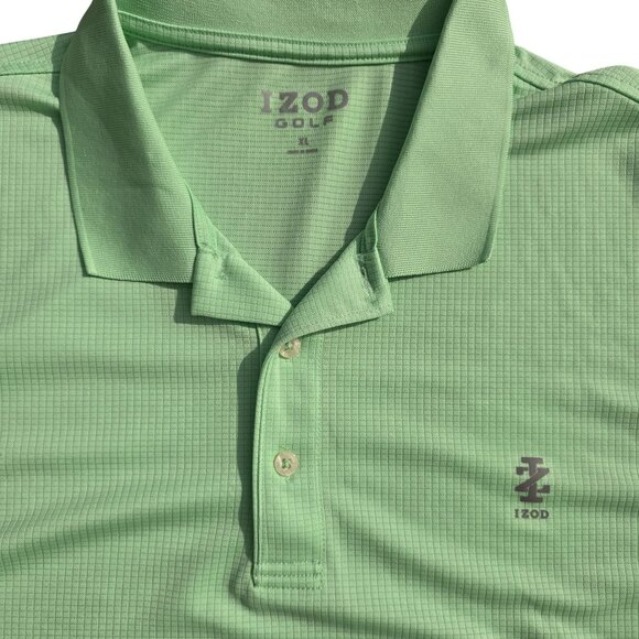 Izod Golf Mens Polo Shirt XL Mint Green Short Sleeve Polyester - Picture 3 of 6